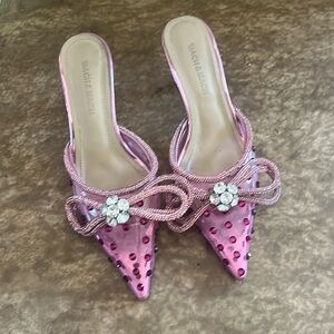 Mach & Mach pink sparkly mules